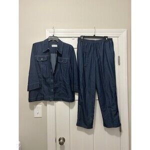 Alfred Dunner Lightweight Dark Denim Jean Jacket & Pant Jean Set Women’s size 12